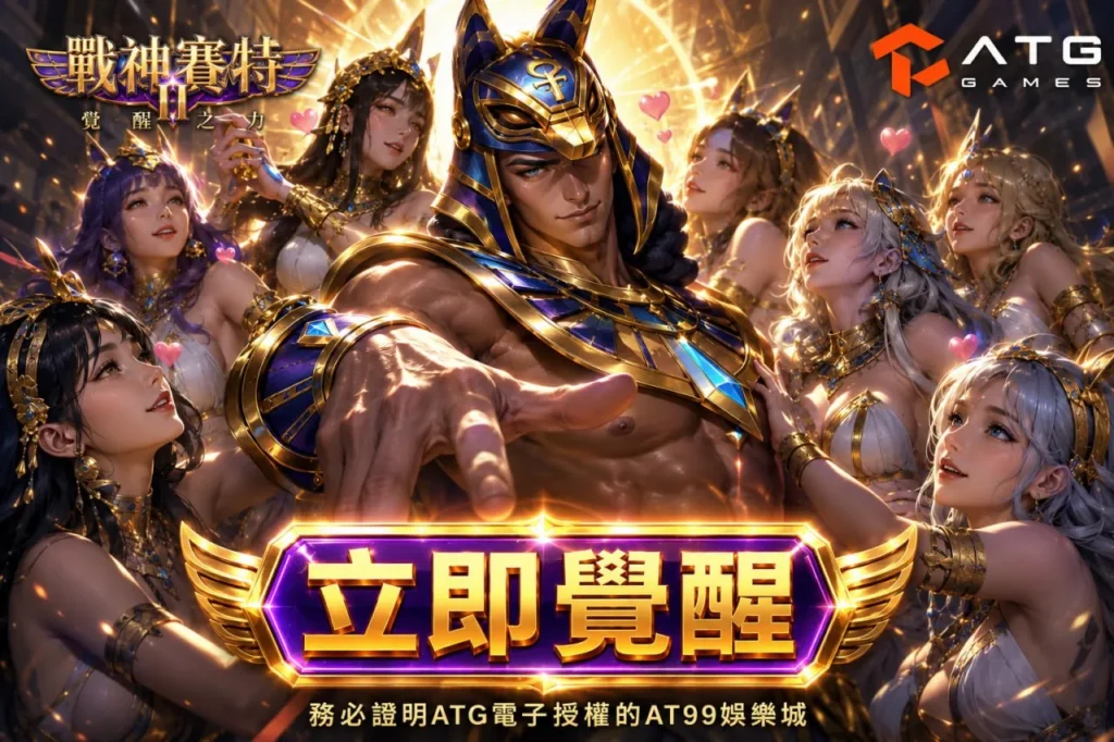 戰神賽特2覺醒之力主題宣傳圖，賽特角色被多名埃及風女性角色包圍